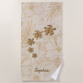 Personlig Beach Towel Namn Sea Turtle Hawaii