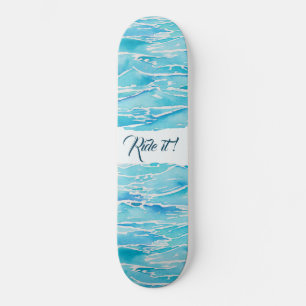Personlig Beach Vågar Watercolor strand Namn Mini Skateboard Bräda 18,5 Cm
