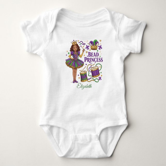 Personlig Bead Prinsessa - Mardi Gras T Shirt (Framsida)
