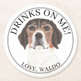 Personlig Beagle Bröllop Underlägg Papper Rund