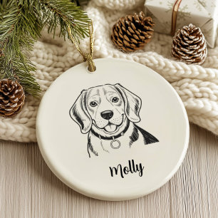 Personlig Beagle Hund Jul Julgransprydnad Keramik