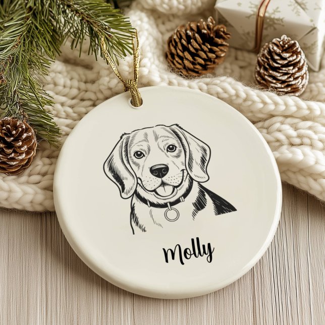 Personlig Beagle Hund Jul Julgransprydnad Keramik (Skapare uppladdad)
