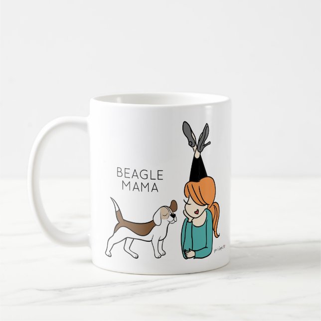 Personlig Beagle Mamma Coffee Mugg (Vänster)