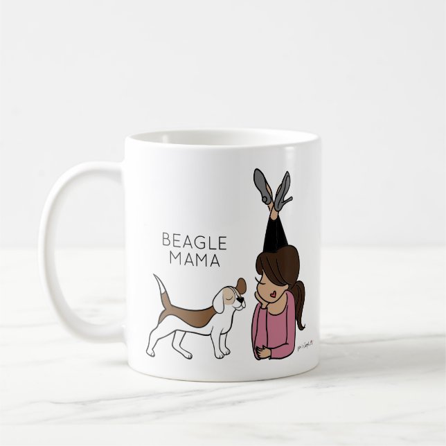 Personlig Beagle Mamma Coffee Mugg (Vänster)