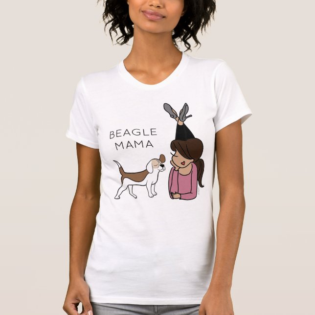 Personlig Beagle Mamma T-Shirt (Framsida)