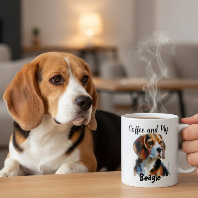  Personlig Beagle och Kaffe Tid Brun Kaffemugg (Skapare uppladdad)