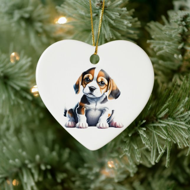 Personlig Beagle Puppy Julgransprydnad Keramik (Träd)