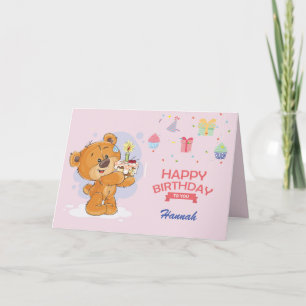 Personlig Bear Birday Card Tack Kort