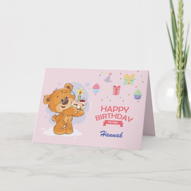 Personlig Bear Birday Card Tack Kort (Framsida)