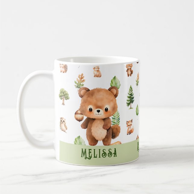 Personlig Bear Cute Animals Kaffemugg (Vänster)