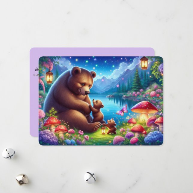 Personlig Bear Family Mor's Day Card Julkort (Fram/Back In Situ)