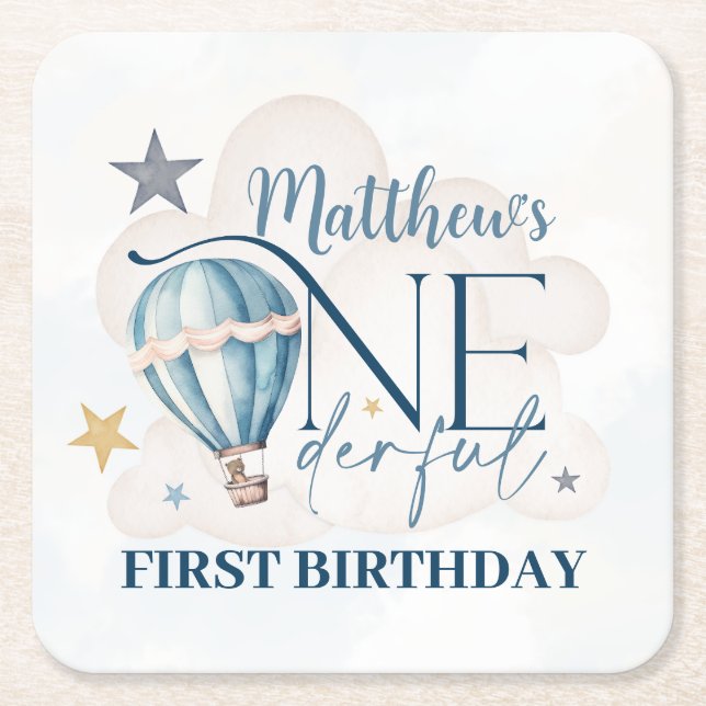 Personlig Bear in a Balloon Papper Underlägg Kvadrat (Framsidan)