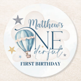 Personlig Bear in a Balloon Papper Underlägg Rund