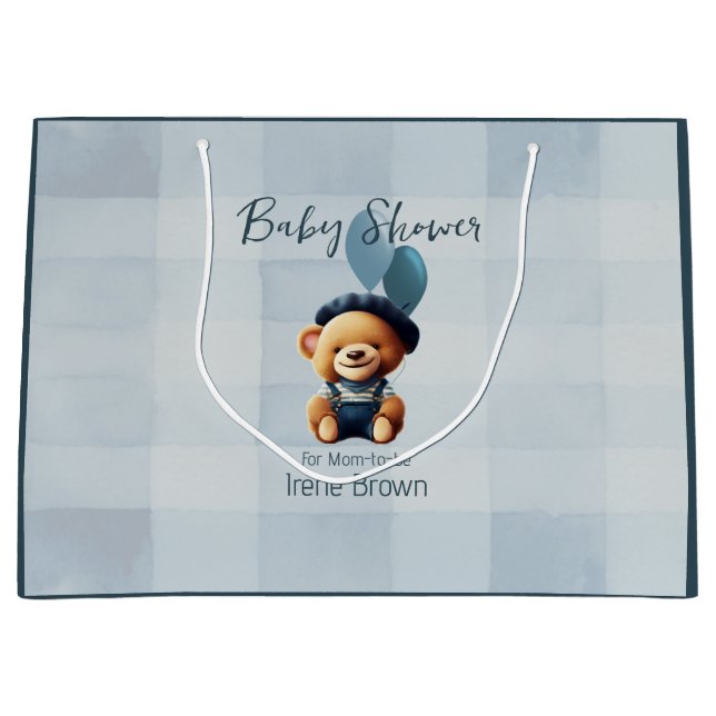 Personlig Bear Jean Baby Shower Gift Bag (Framsidan)