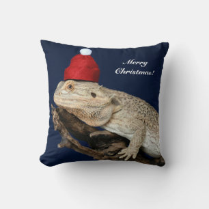 Personlig Bearded Dragon Lizard - Santa Hat Kudde
