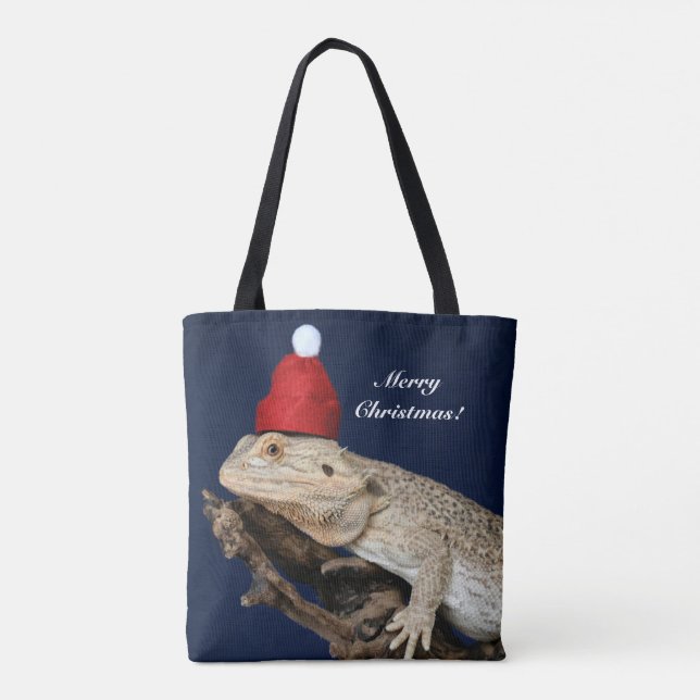 Personlig Bearded Dragon Lizard - Santa Hat Tygkasse (Baksida)
