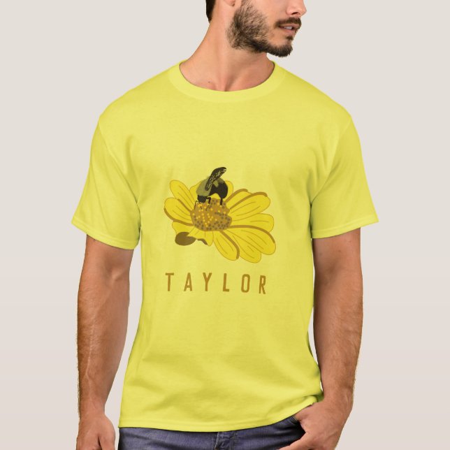 Personlig Beas i en Gult Flower Illustration T Shirt (Framsida)