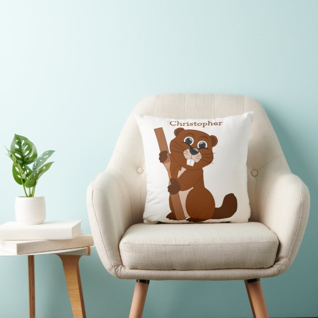 Personlig Beaver-design Kudde (Stol)