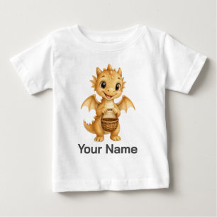 Personlig Bebisdrake som Håller på Träkorg T Shirt