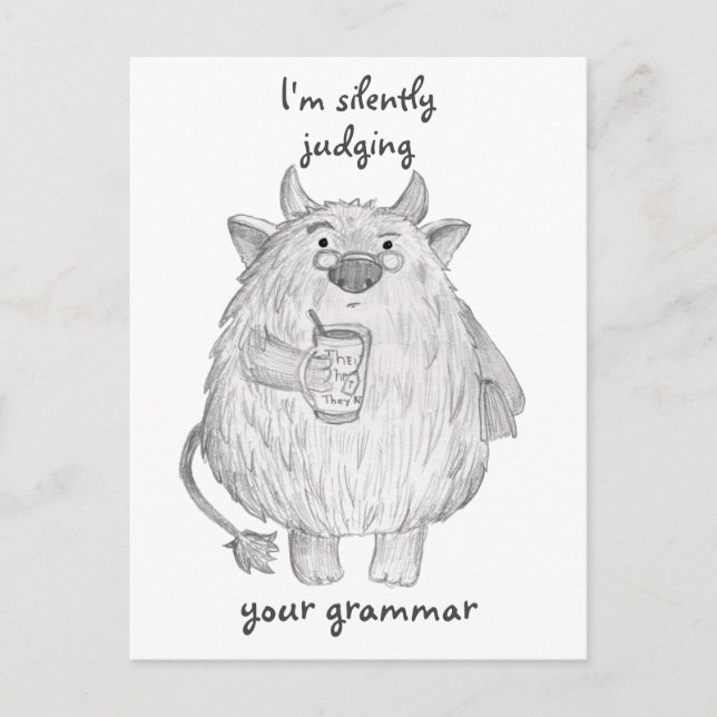 Personlig/ bedömning av din grammatik/ monster vykort (Framsida)