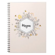 Personlig Bee Blommigt Namn Hexagon Flower