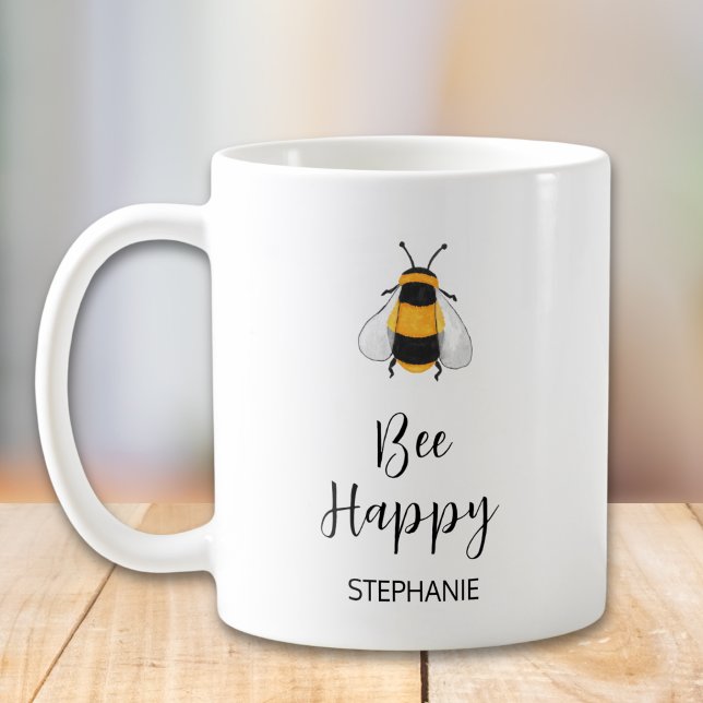 Personlig Bee Lycklig Kaffemugg (Skapare uppladdad)
