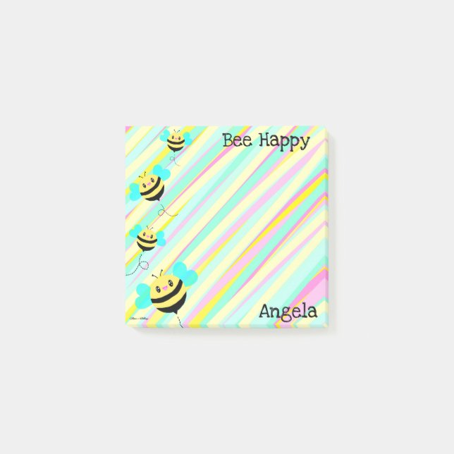Personlig Bee Lycklig Post-it Block (Framsida)