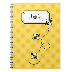Personlig Bee School Office - bärbar dator - gift Anteckningsbok Med Spiral
