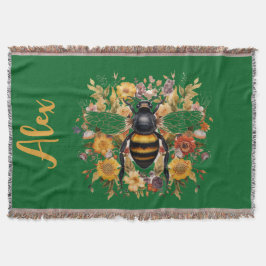 Personlig Bee & Wildblommor - Filt