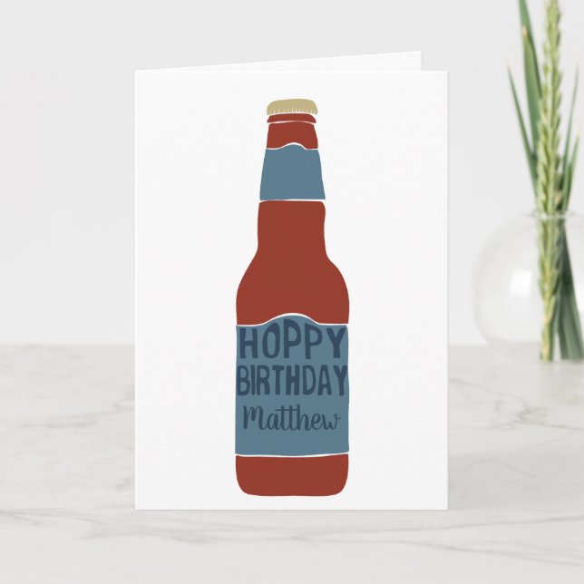 Personlig Beer Älskare Hoppy Birthday Kort (Framsida)
