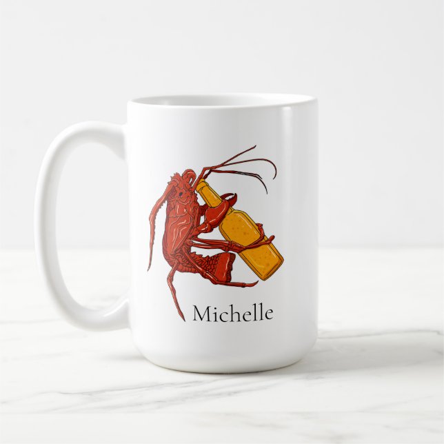 Personlig Beer Drinking Lobster Kaffemugg (Vänster)