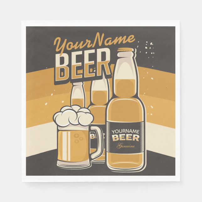 Personlig Beer Flaska Sudsy Mugg Brewing Pub Pappersservett (Framsidan)