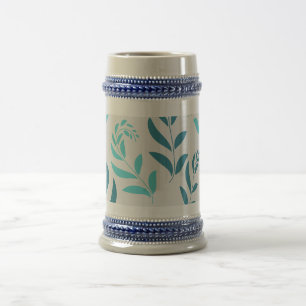 Personlig Beer Stein in White/Guld eller Grått/Blu Sejdel