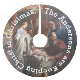 Personlig Behålla Kristus i Julgran Skirt Julgransmatta Borstad Polyester