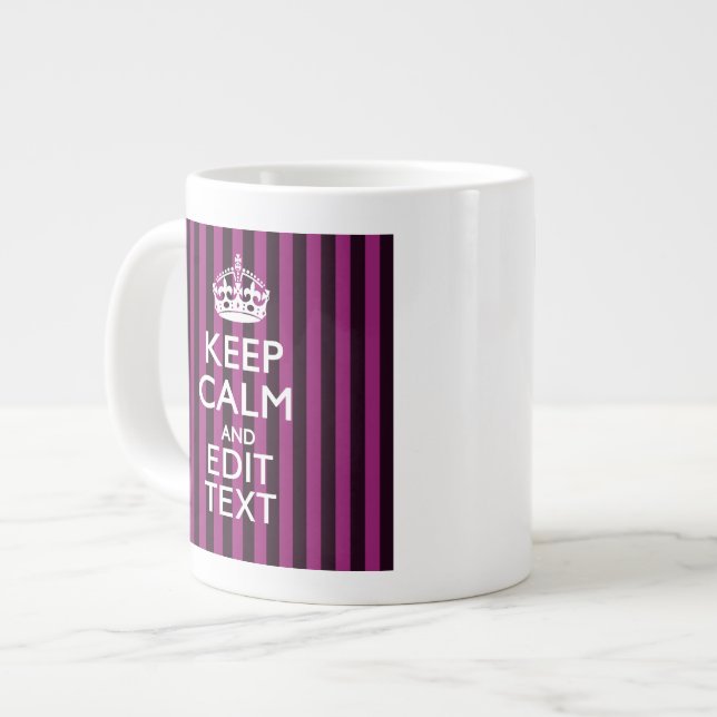 Personlig BEHÅLLA LUGN Din Text Fuchsia Rand Jumbo Mugg (Framsida vänster)