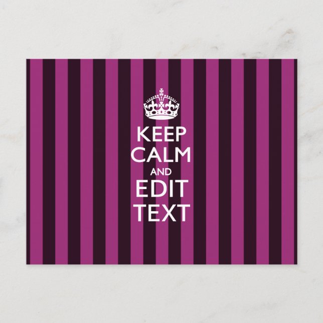 Personlig BEHÅLLA LUGN Din Text Fuchsia Rand Vykort (Framsida)