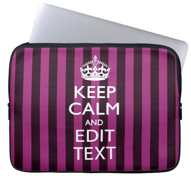 Personlig BEHÅLLA LUGN Din text om Rosa Fuchsia Laptop Sleeve (Framsidan)