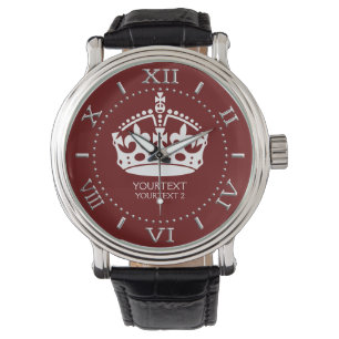 Personlig Behålla Lugn Krona Burgundy Red Accent Armbandsur