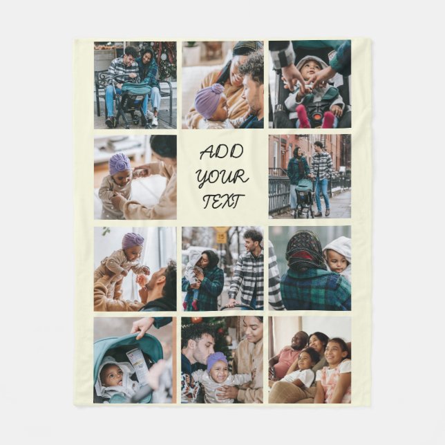 Personlig Beige 11 Photo Collage Fleecefilt (Framsidan)