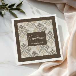 Personlig Beige & Brown Napkins Chic Geometric Pappersservett