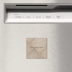Personlig Beige Faux Linen Magnet
