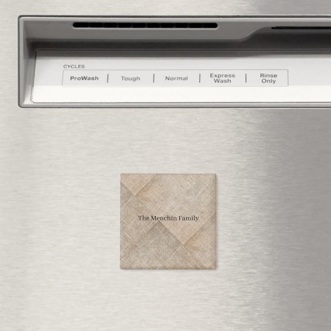 Personlig Beige Faux Linen Magnet (In Situ (Dishwasher))
