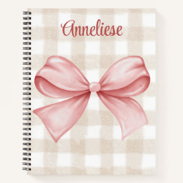 Personlig beige gingham & rosa coquette bow
