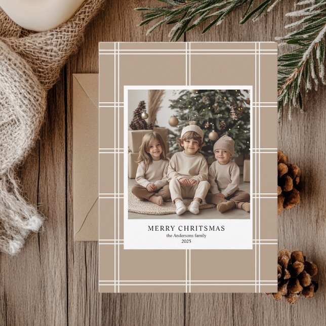 Personlig Beige God jul Photo Inbjudningar (Skapare uppladdad)