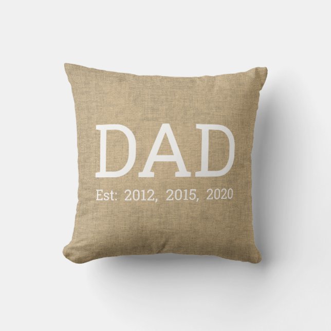 Personlig Beige Linen Fars dag Kudde (Framsida)
