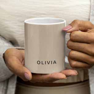 "Personlig Beige Monogram Anpassningsbar Kaffemugg