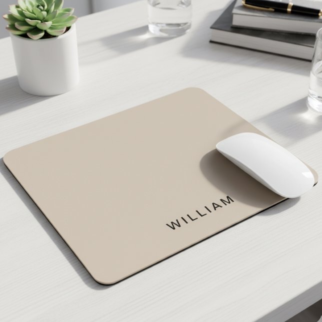 Personlig Beige & Monogram | Elegantens Anpassning Musmatta (Skapare uppladdad)