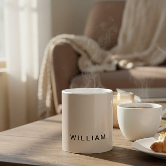 Personlig Beige & Monogram med Anpassningsbar Kaffemugg