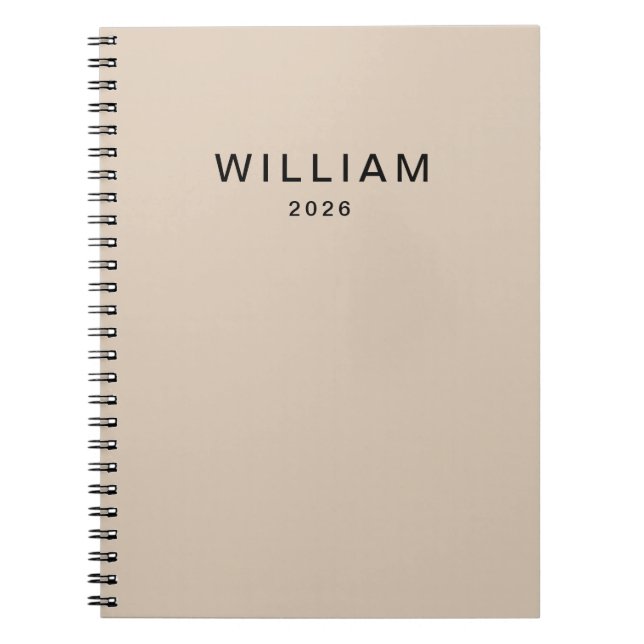 Personlig Beige & Monogram Namn| Elegantens Anpass Anteckningsbok (Framsidan)