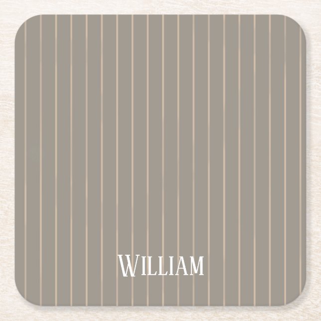 Personlig beige streck underlägg papper kvadrat (Framsidan)